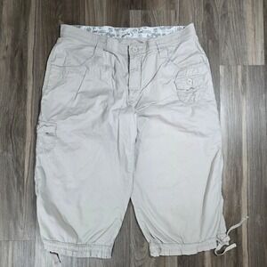 Lee Comfort Waistband Cargo Capri Pants Tan Stone Women Size 18 Inseam 17